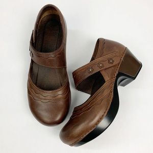 Dansko Brown Floral Mary Jane Shoes
